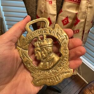 Queen Mary & King George V Vintage Horse Brass (Scarf Slide)